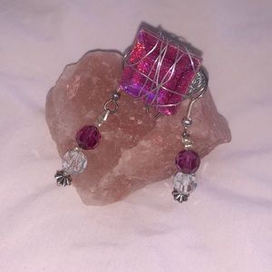 Metal wired silvertone ring purple costume